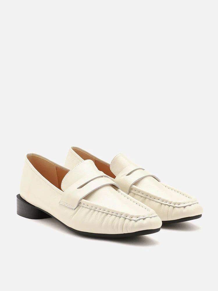 PAZZION, Viera Leather Loafers, Beige