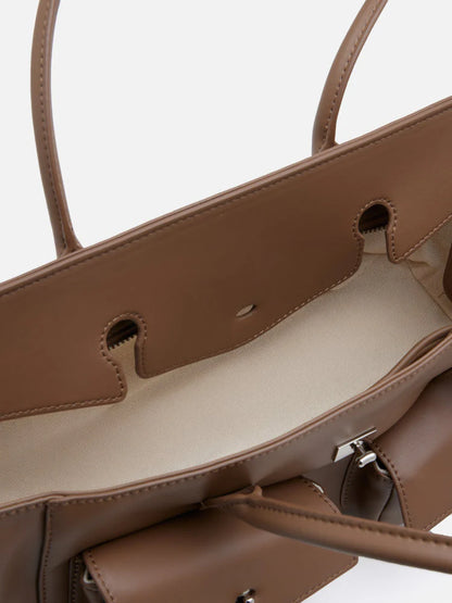 PAZZION, Virelle Structured Multi-Pocket Shoulder Bag, Brown