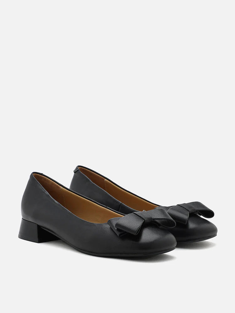 PAZZION, Willa Bow Embellished Low Block Heels, Black