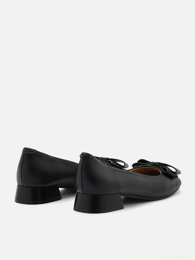 PAZZION, Willa Bow Embellished Low Block Heels, Black