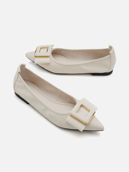 PAZZION, Wilma Bow Pointed Toe Flats, Beige