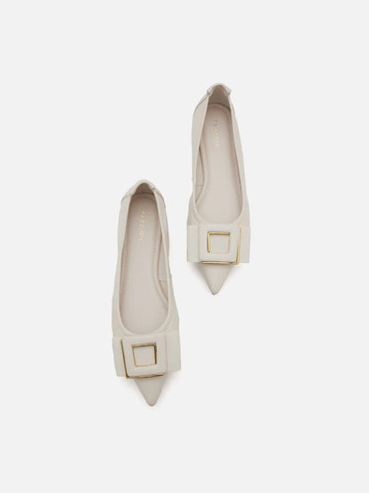 PAZZION, Wilma Bow Pointed Toe Flats, Beige