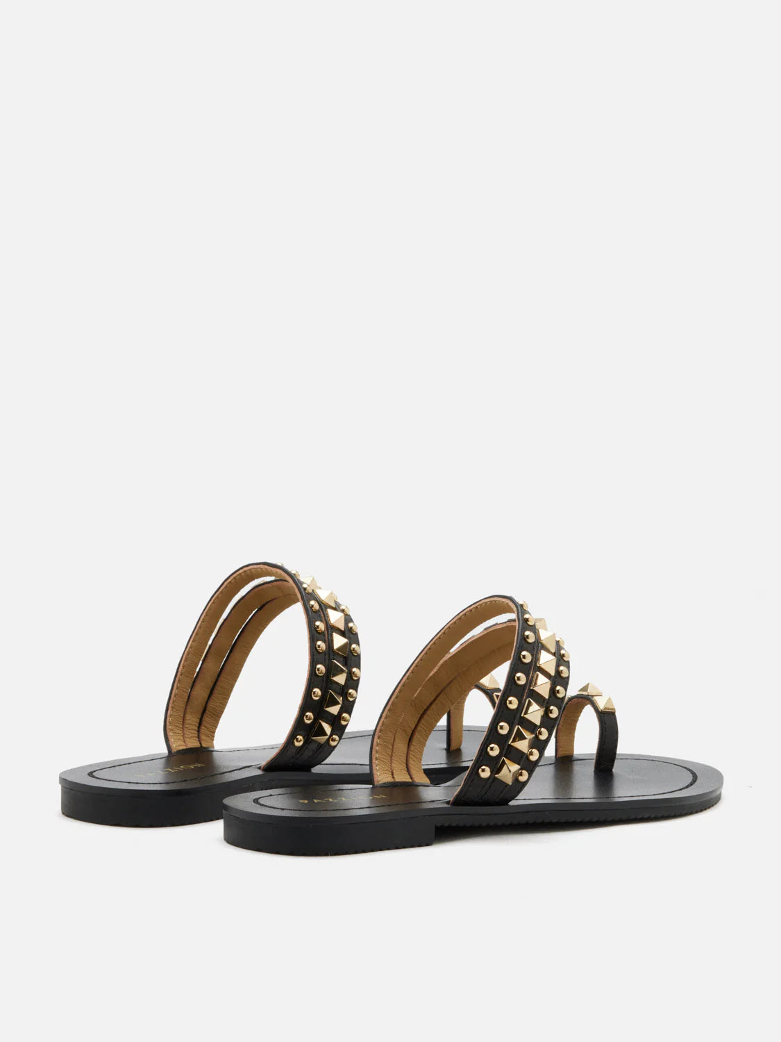 PAZZION, Wynna Studded Toe-Ring Slides, Black