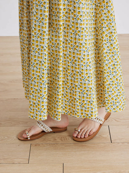 PAZZION, Wynna Studded Toe-Ring Slides, White