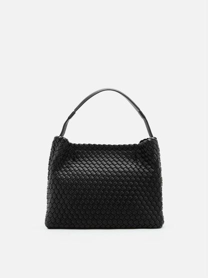 PAZZION, Xavia Bead Charmed Woven Bag, Black