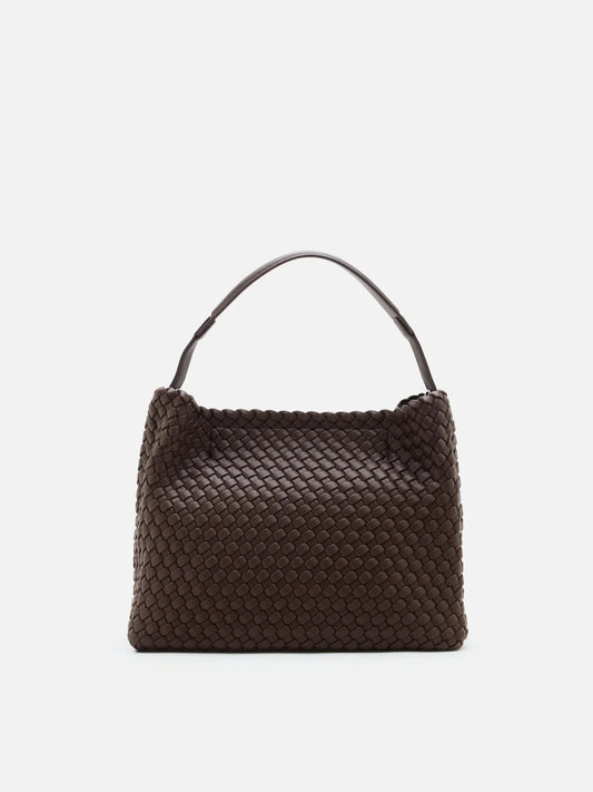 PAZZION, Xavia Bead Charmed Woven Bag, Darkbrown