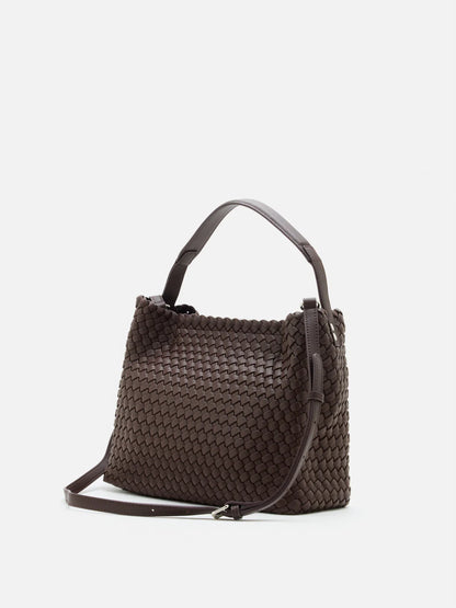 PAZZION, Xavia Bead Charmed Woven Bag, Darkbrown