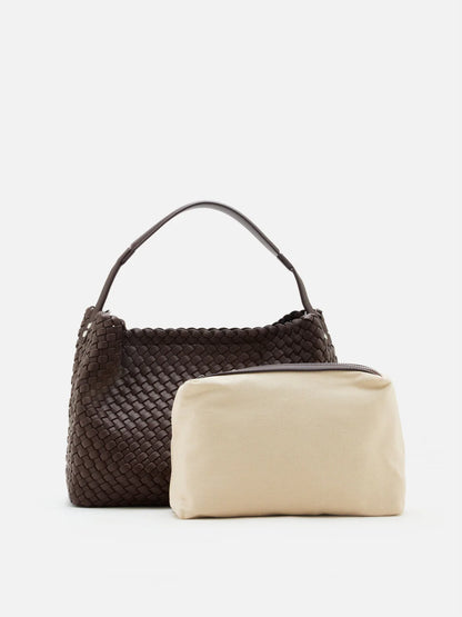 PAZZION, Xavia Bead Charmed Woven Bag, Darkbrown