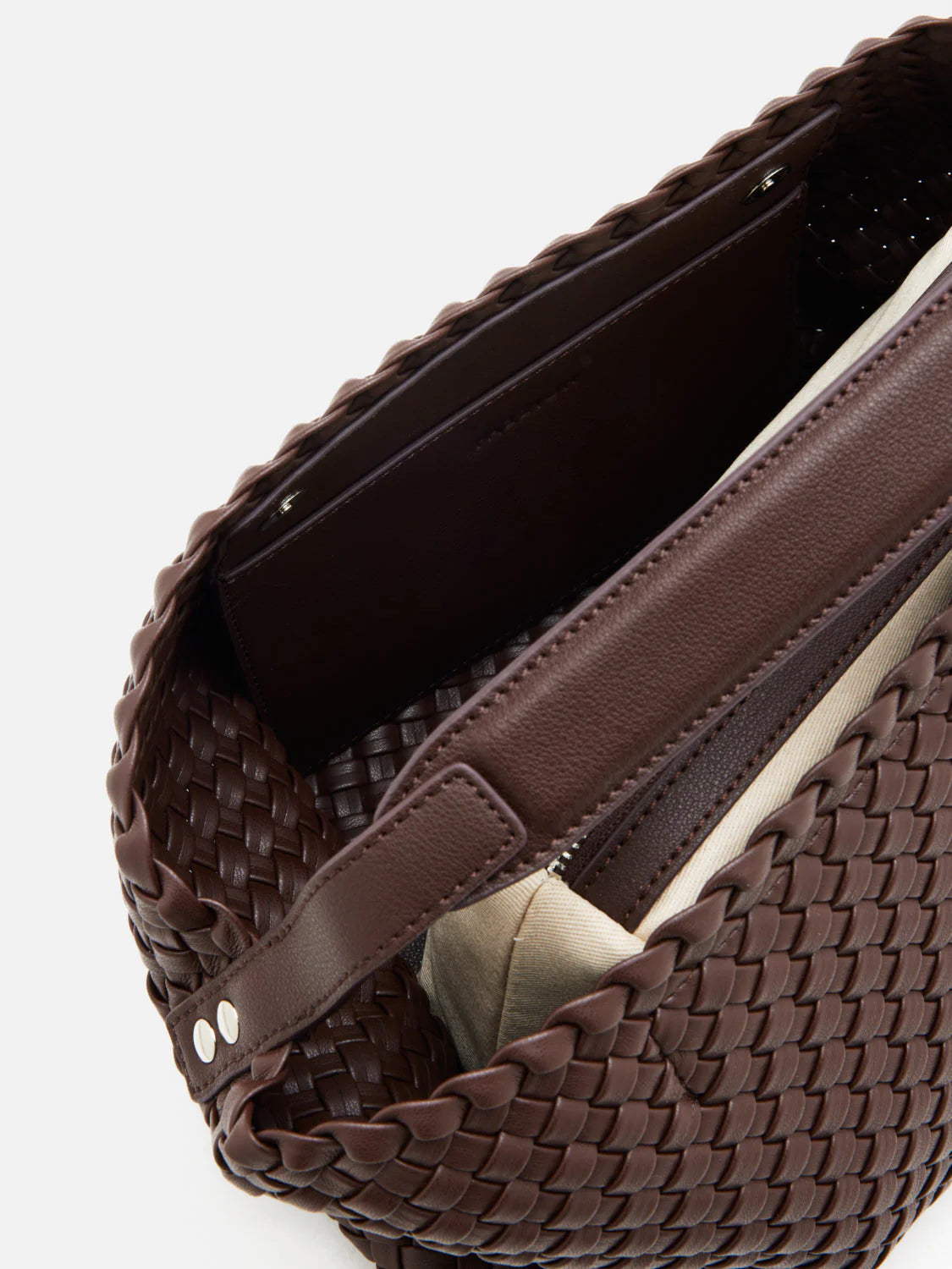 PAZZION, Xavia Bead Charmed Woven Bag, Darkbrown