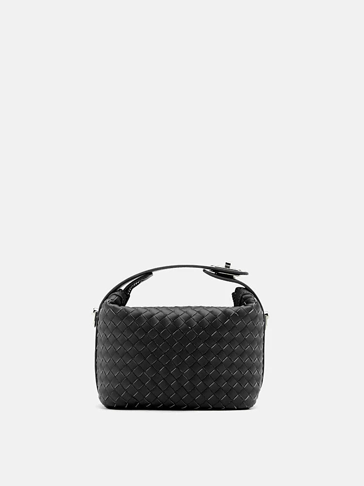 PAZZION, Xylene Woven Twist Lock Handle Bag, Black