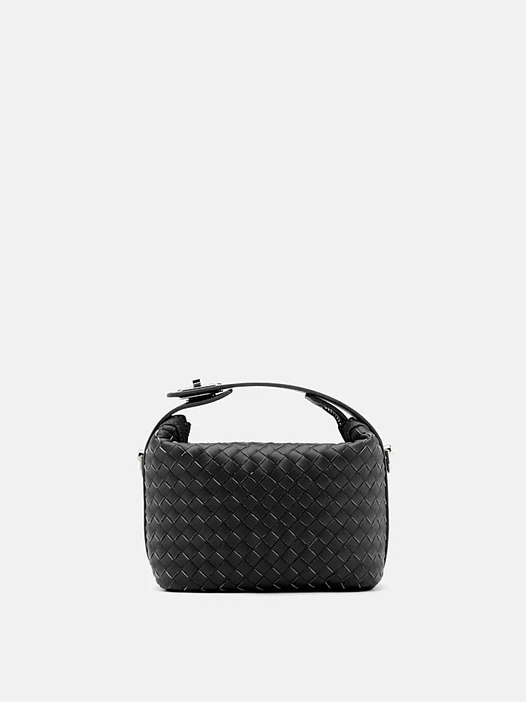 PAZZION, Xylene Woven Twist Lock Handle Bag, Black