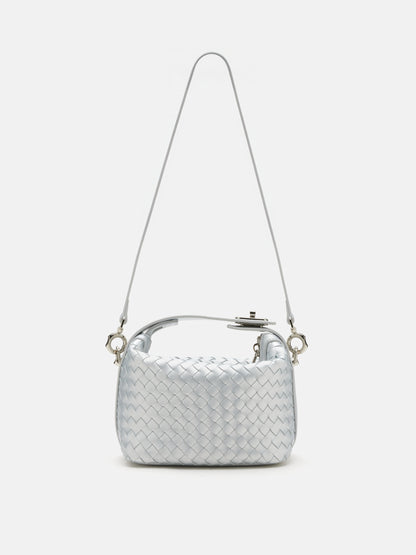 PAZZION, Xylene Woven Twist Lock Handle Bag, Silver