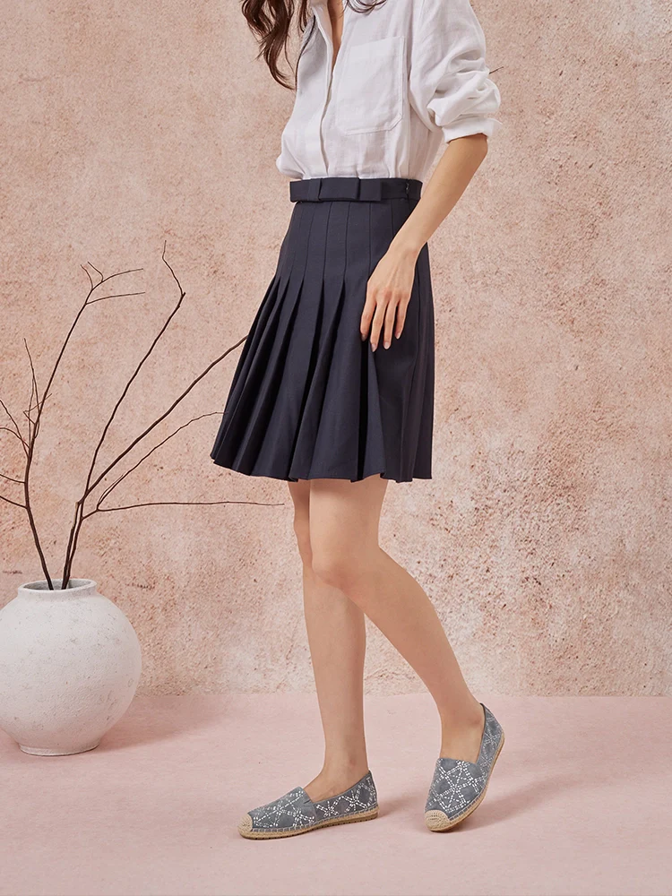 Yves 麂皮綴飾草編鞋