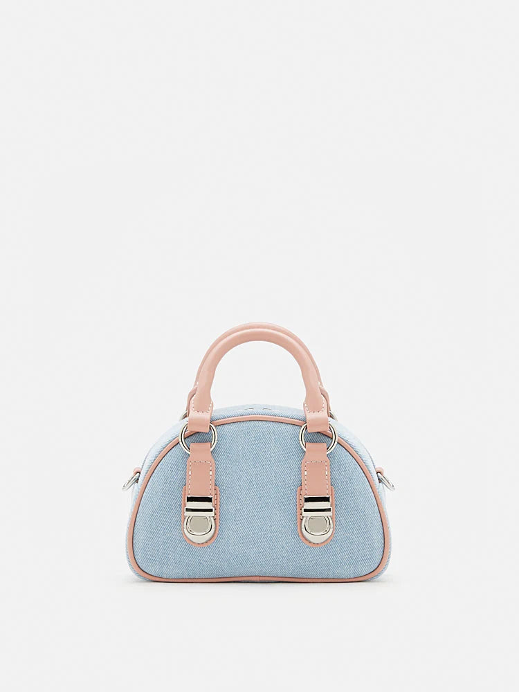 PAZZION, Yvonne Denim Top Handle Bag, Pink