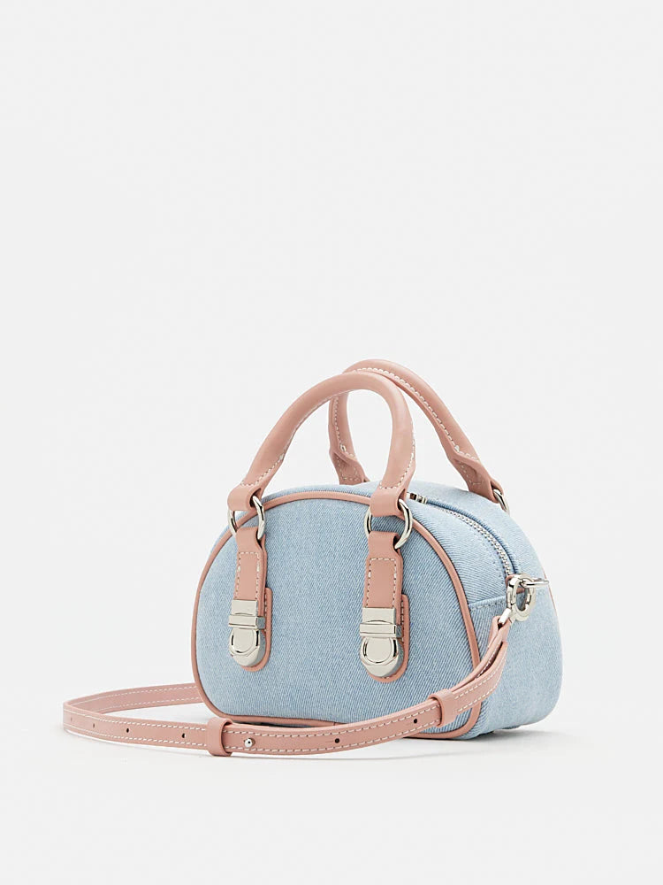 PAZZION, Yvonne Denim Top Handle Bag, Pink