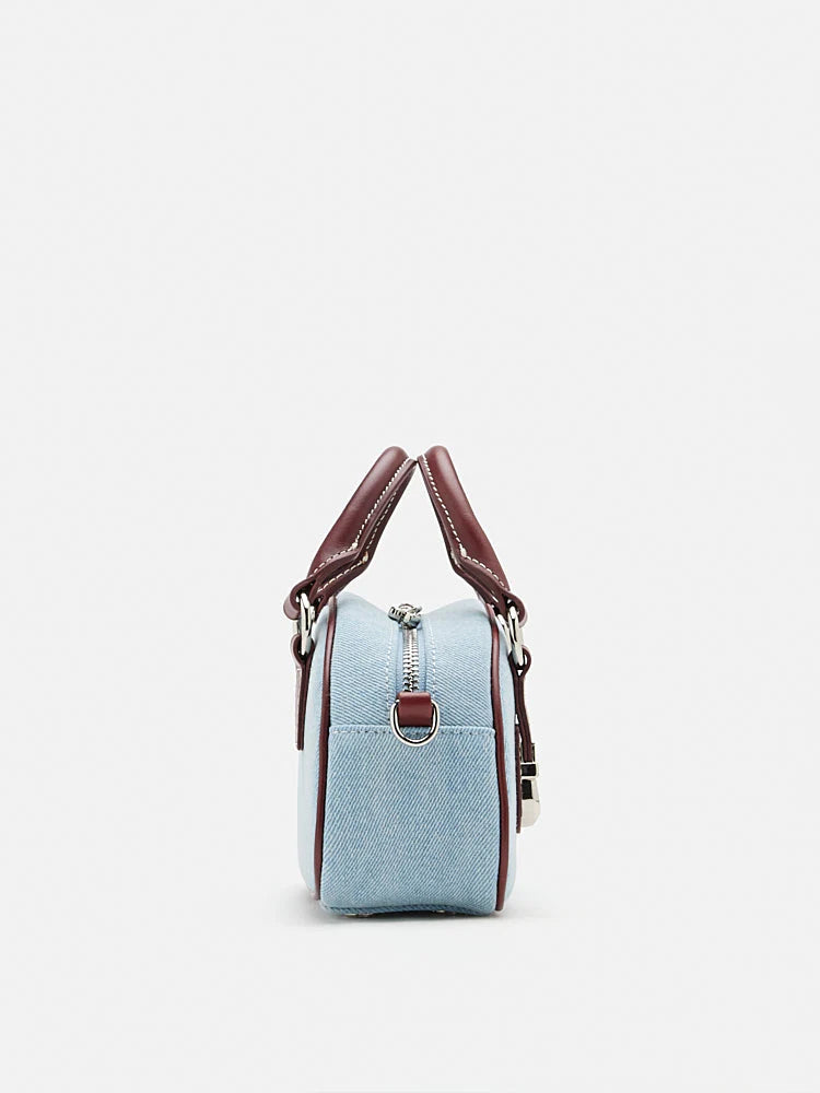 PAZZION, Yvonne Denim Top Handle Bag, Wine