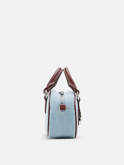 PAZZION, Yvonne Denim Top Handle Bag, Wine