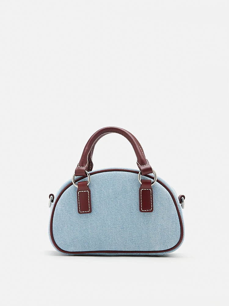 PAZZION, Yvonne Denim Top Handle Bag, Wine