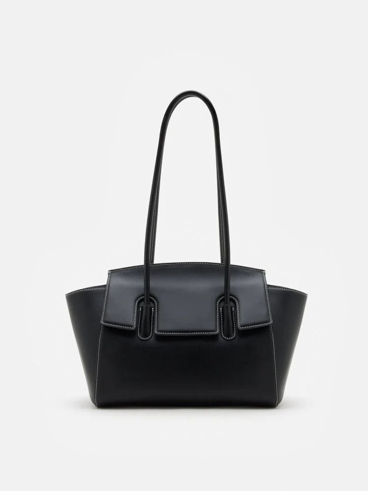 PAZZION, Zelda Structured Shoulder Bag, Black