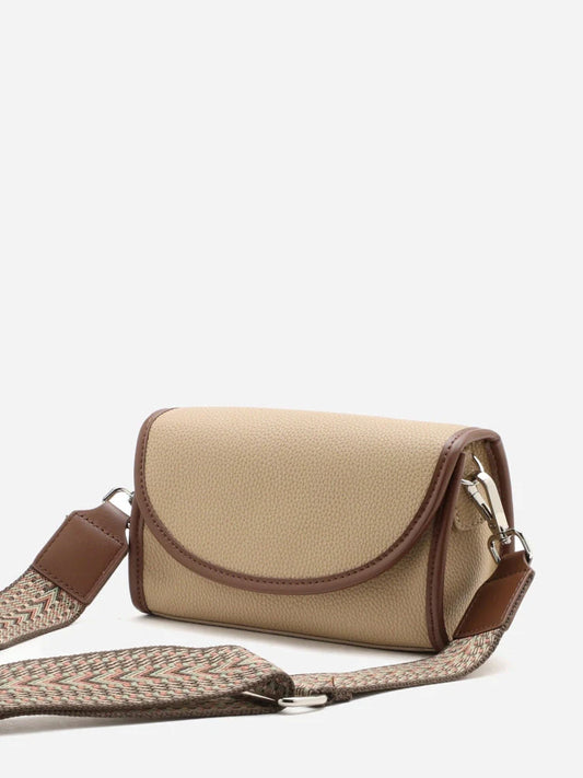 PAZZION, Zilla Leather Flap Bag, Almond