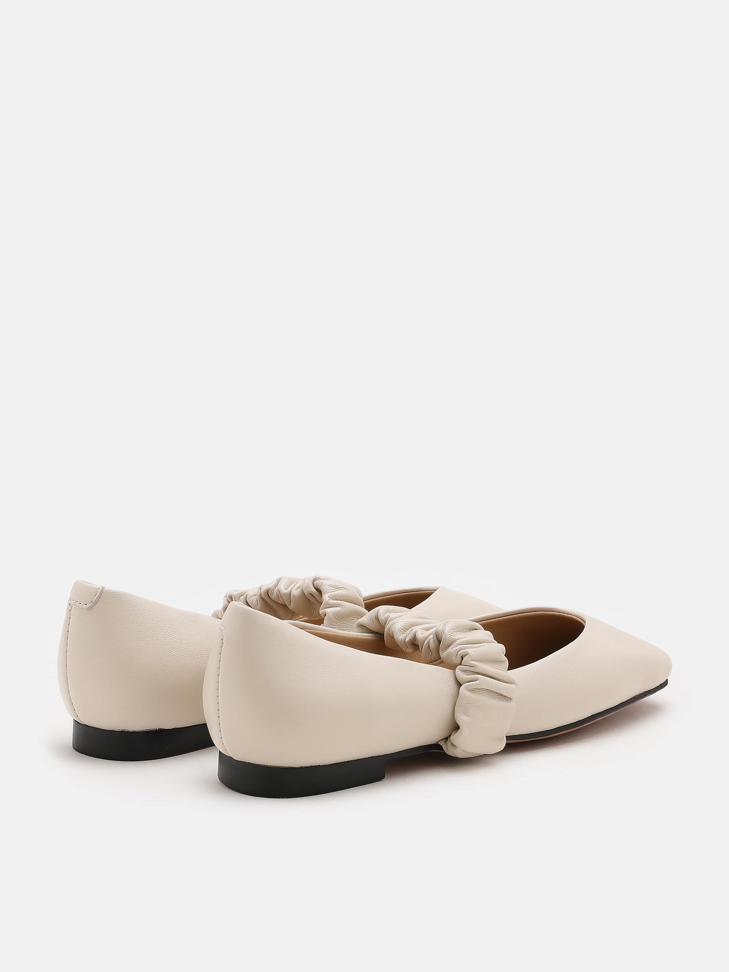 PAZZION, Zion Ruched Leather Band Ballet Flats, Beige