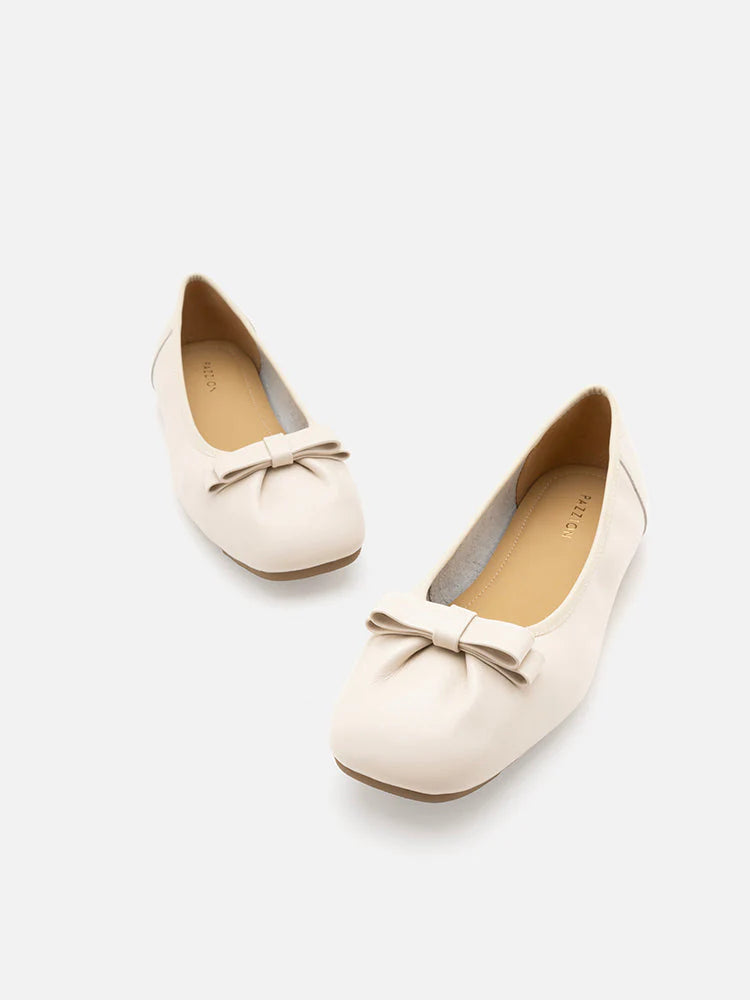 PAZZION, Ziva Bow Ballet Flats, Beige