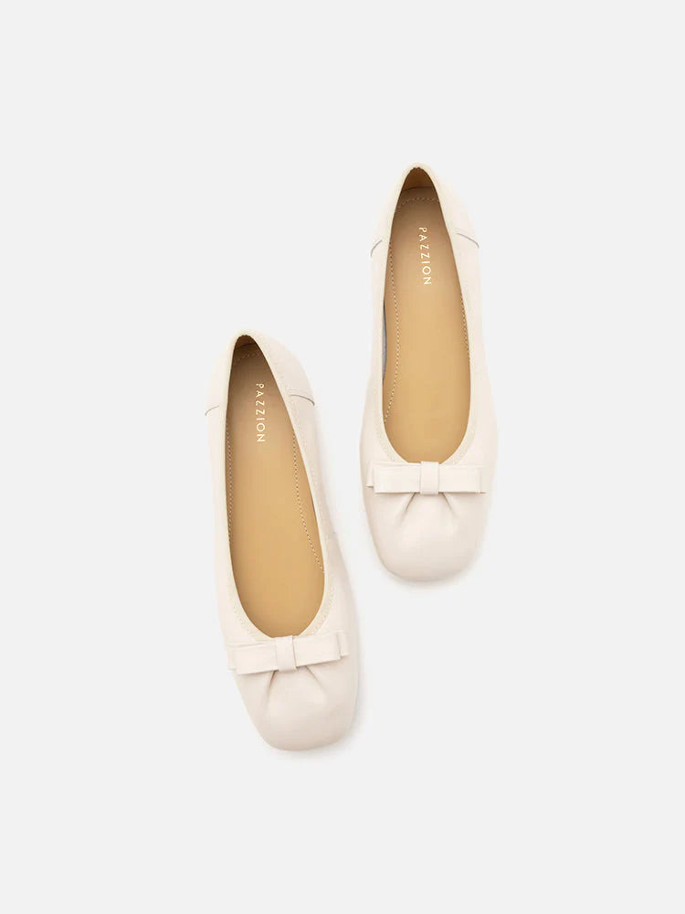 PAZZION, Ziva Bow Ballet Flats, Beige