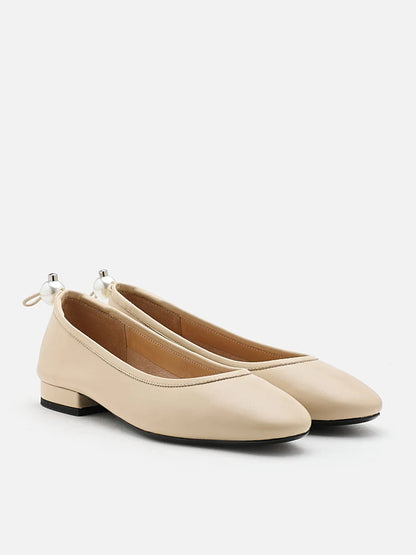 PAZZION, Zuri Curved-Toe Ballet Flats, Almond