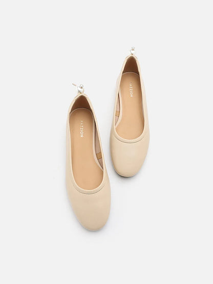 PAZZION, Zuri Curved-Toe Ballet Flats, Almond