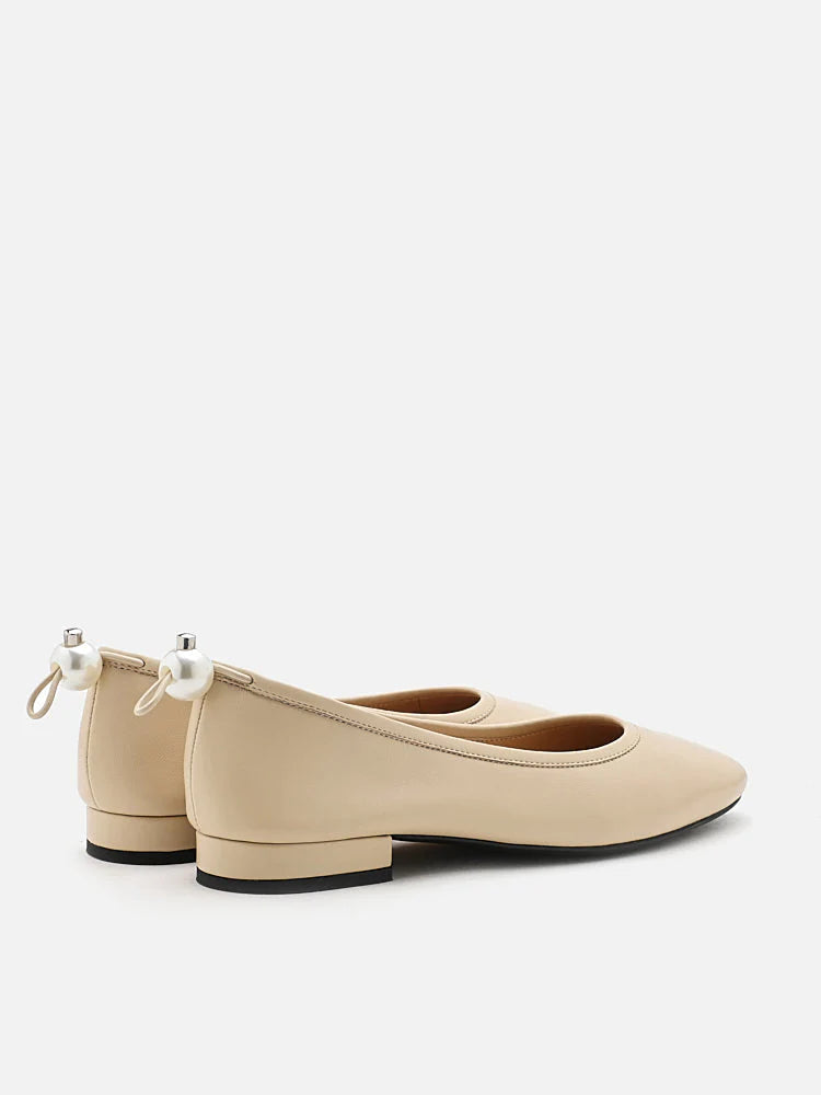 PAZZION, Zuri Curved-Toe Ballet Flats, Almond