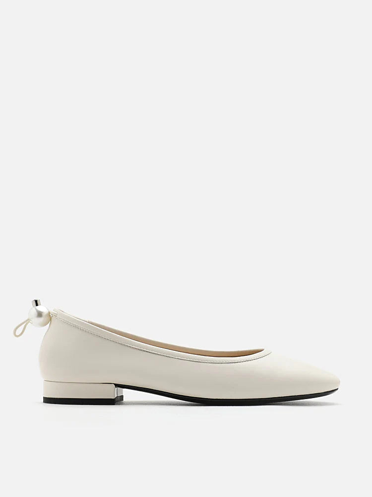 PAZZION, Zuri Curved-Toe Ballet Flats, Beige