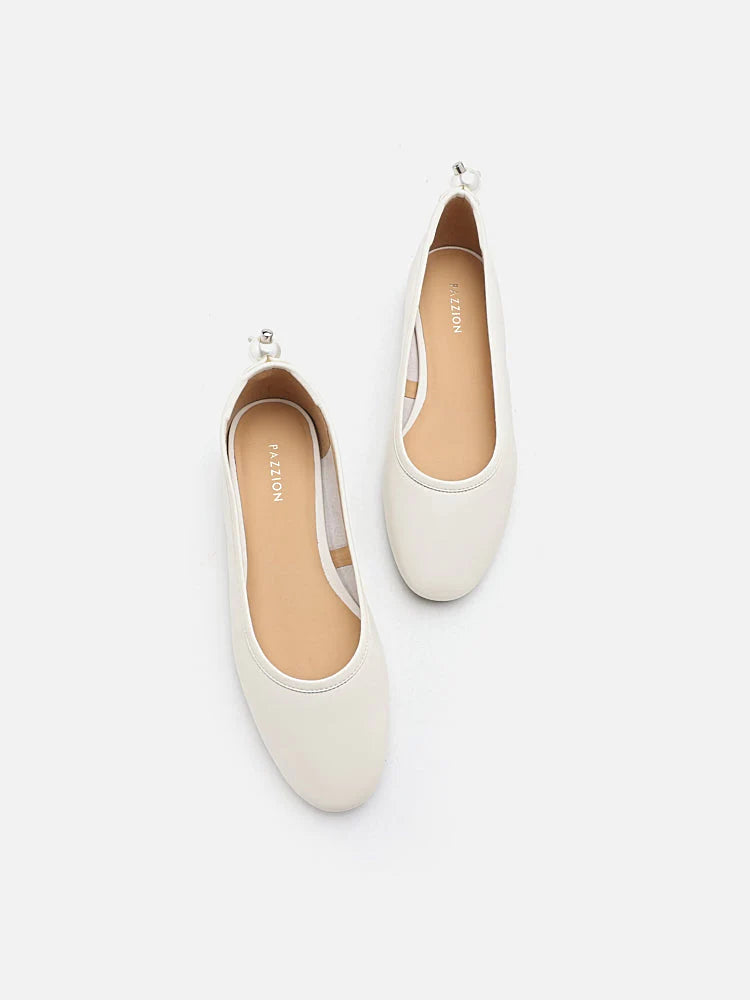 PAZZION, Zuri Curved-Toe Ballet Flats, Beige