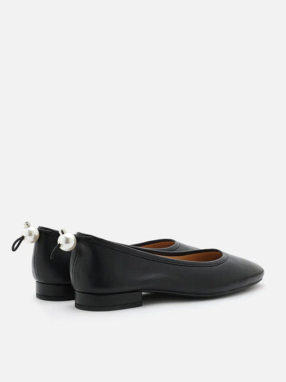 PAZZION, Zuri Curved-Toe Ballet Flats, Black