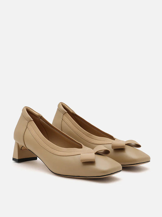 PAZZION, Makayla Bow Heels, Almond