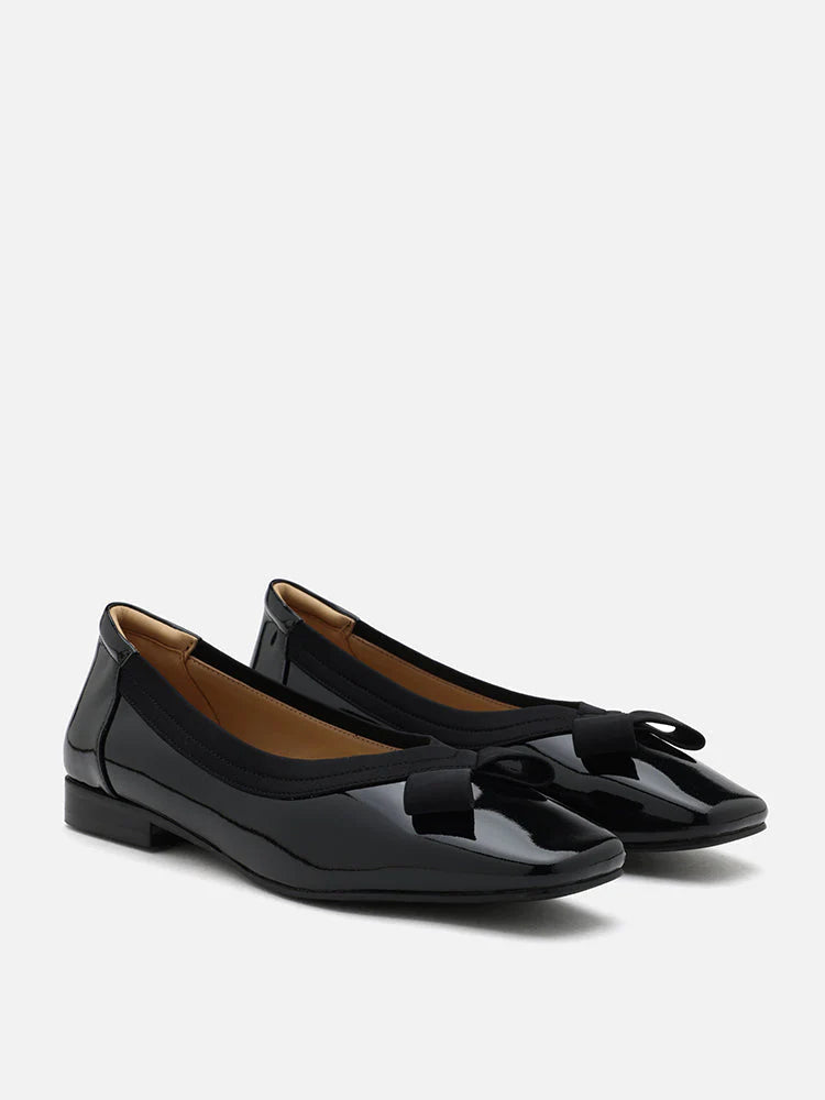 PAZZION, Makayla Patent Bow Flats, Black