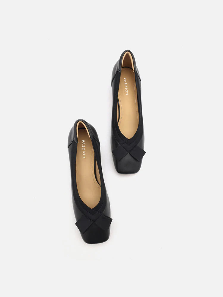 PAZZION, Makayla Patent Bow Flats, Black