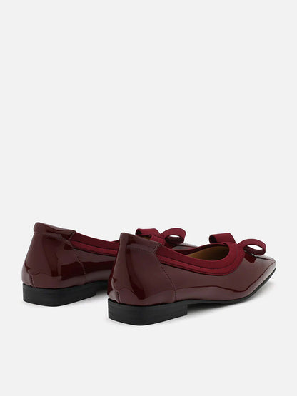 PAZZION, Makayla Patent Bow Flats, Wine