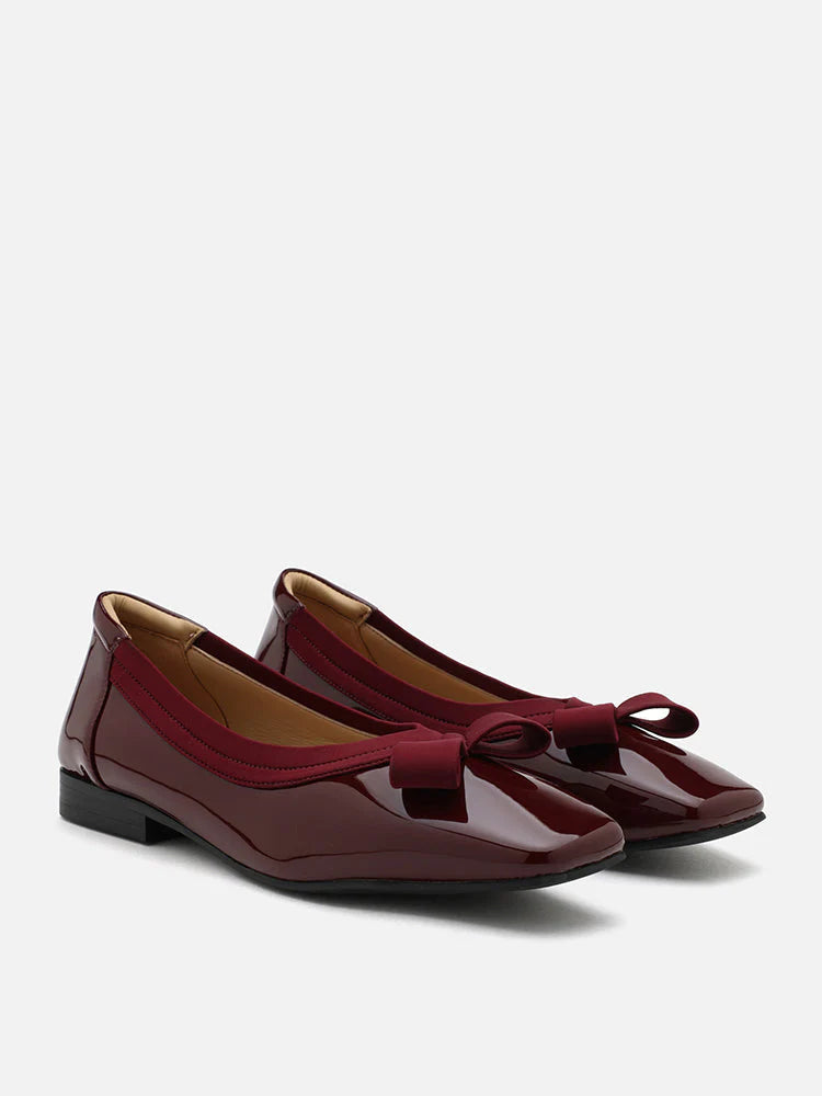 PAZZION, Makayla Patent Bow Flats, Wine