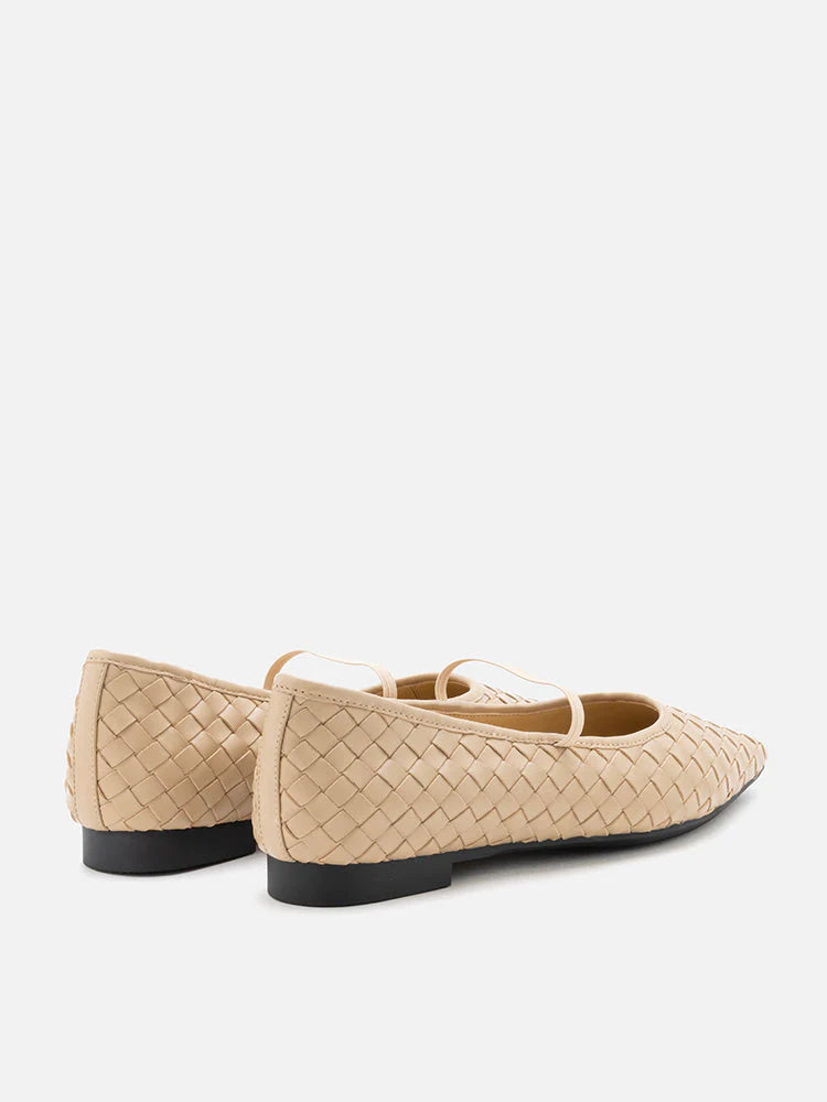 PAZZION, Marcella Braided Pointed Toe Flats, Almond