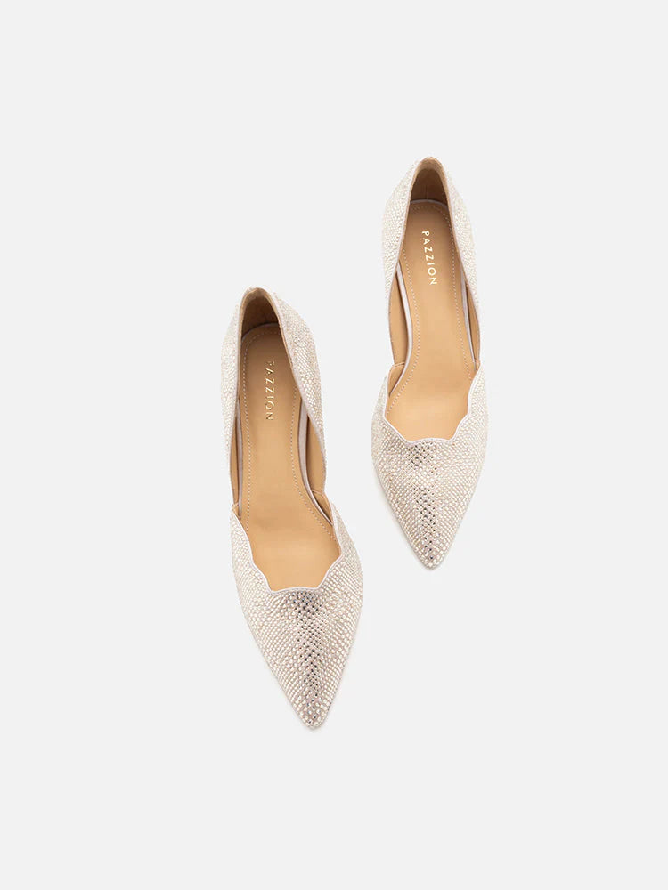 PAZZION, Mariella Crystal Embellished Pointed Toe Heels, Gold