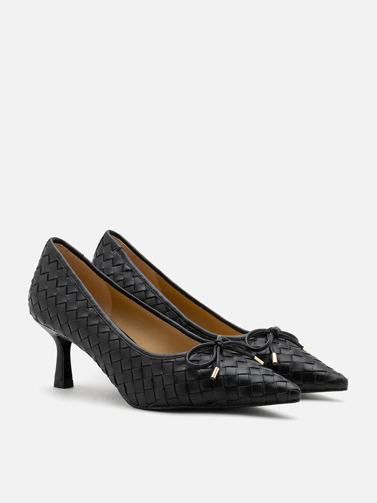 PAZZION, Norah Braided Bow Heels, Black